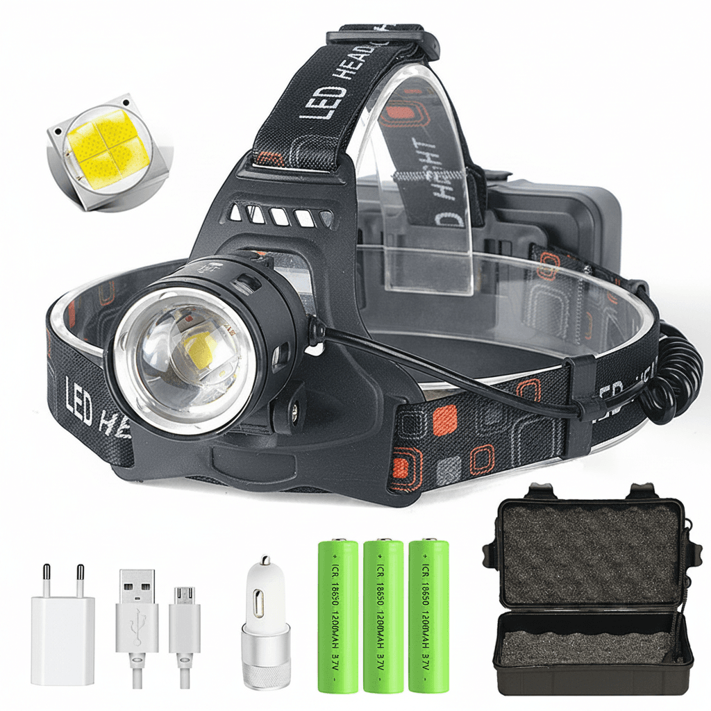 XHP70.2 LED Head Torch | Zoomable & USB Rechargeable | Fishing & Industrial
