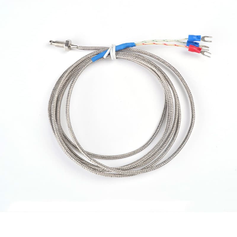 M6 Screw Bolt Head PT100 RTD Resistance Temperature Detector with 3-wire cable for precise boiler and oven temperature control, a reliable pt100 sensor.