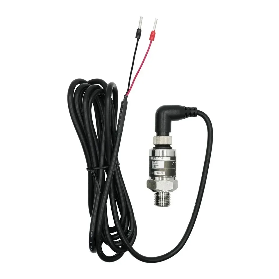 A stainless steel pressure transducer with a G1/4 thread and 4-20mA output, ready for installation.