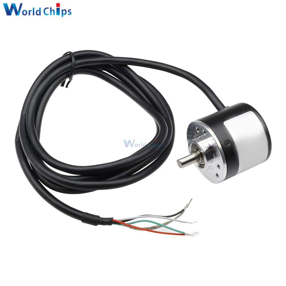 Incremental optical rotary encoder with a 6mm shaft, offering 100 to 1024 P/R resolution for precise motion sensing.