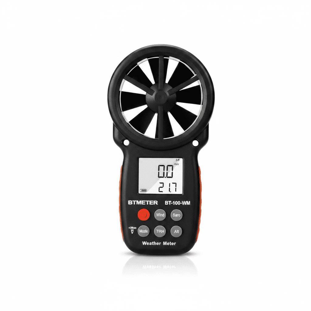 BT-100-WM Anemometer, a handheld wind speed meter.
