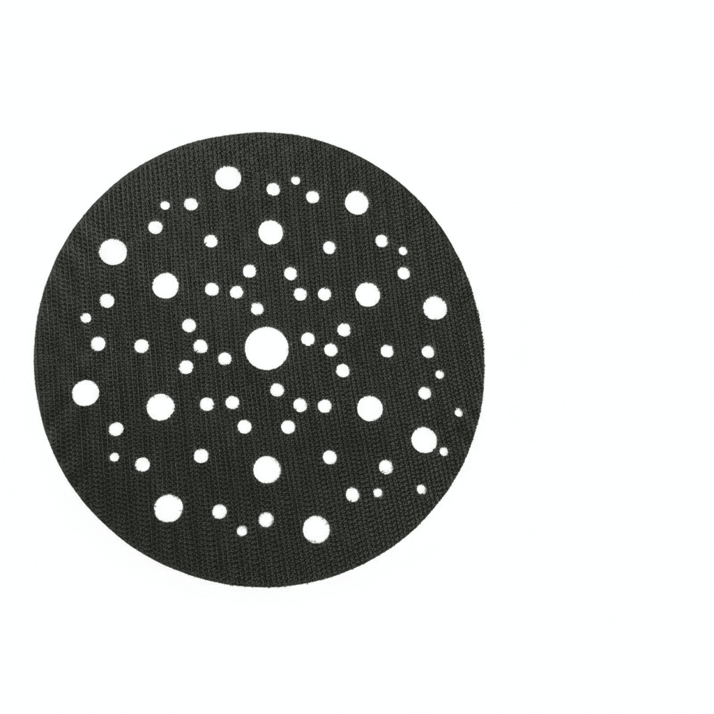 Two 6-inch hook and loop orbital sander pad savers, protecting discs and improving sanding.