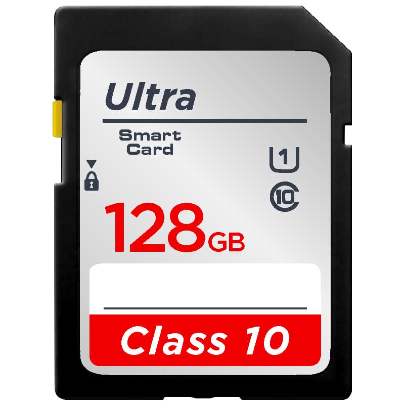 A Camera SD 128GB micro sd card, also available in 16GB to 512GB, U1/U3 Class 10 UHS-I for SLR cameras.