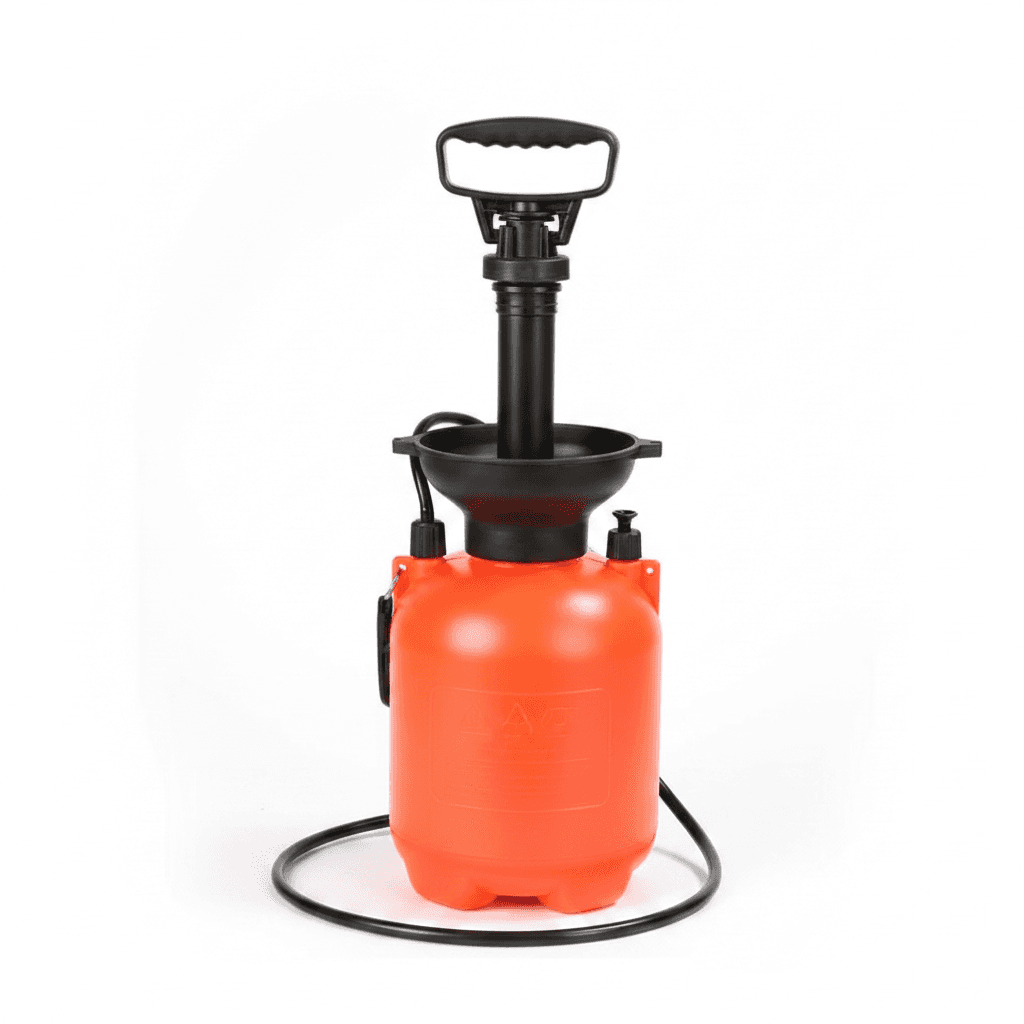 3/5L Pressure Hand Sprayer infographic with numbered steps for use.