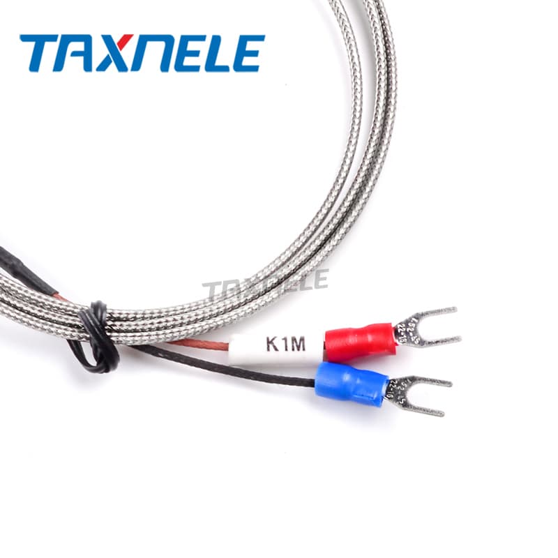 An industrial PT100 sensor, an RTD thermocouple with an M6 screw and long cable, for oven temperature control.