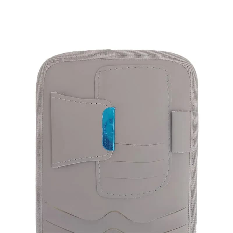 PU leather car CD wallet and sunglasses organizer, designed to clip onto a sun visor for easy access.