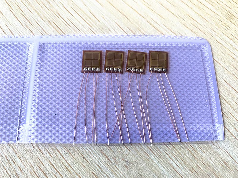 Ten full bridge strain gauge sensors (BF1K-3EB, BF350-3EB) for high precision pressure sensing.