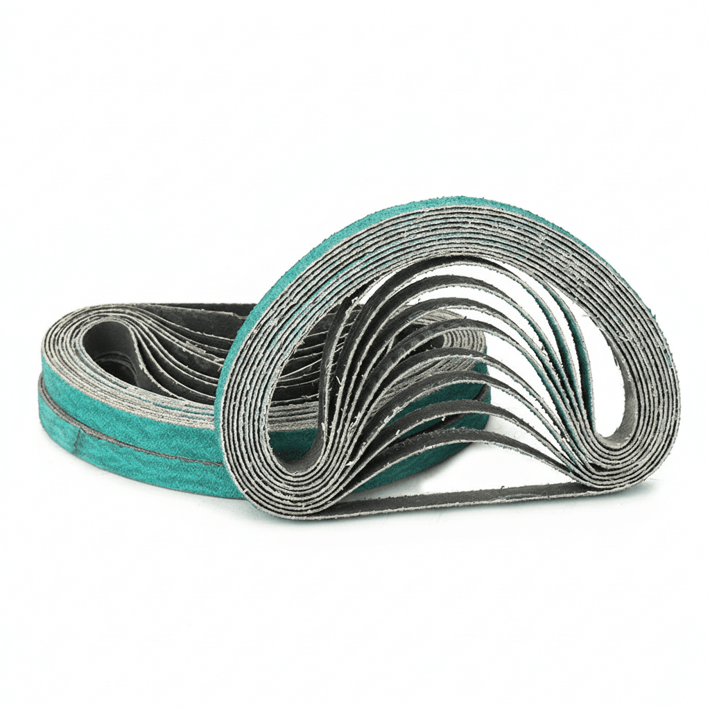 A selection of 10x330mm sanding belts, ideal for a bench sander, with grits 60, 80, and 120 for wood and metal grinding.