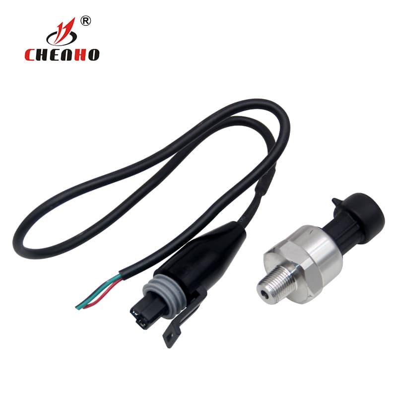 A silver universal 5V 1/8 NPT pressure transducer sender, available in various PSI ranges for oil, fuel, air, or water.
