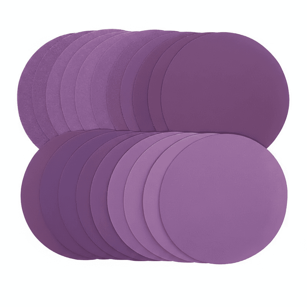 A set of 6-inch hook and loop sanding discs ranging from 60 to 10000 grit, perfect for an orbital sheet sander.