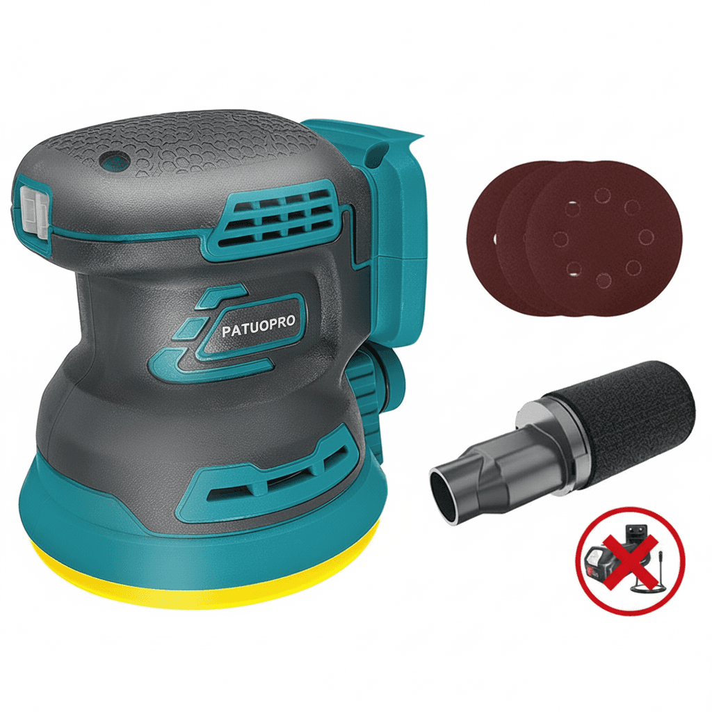 PATUOPRO 125mm brushless random orbital electric sander, suitable for wood grinding and polishing.