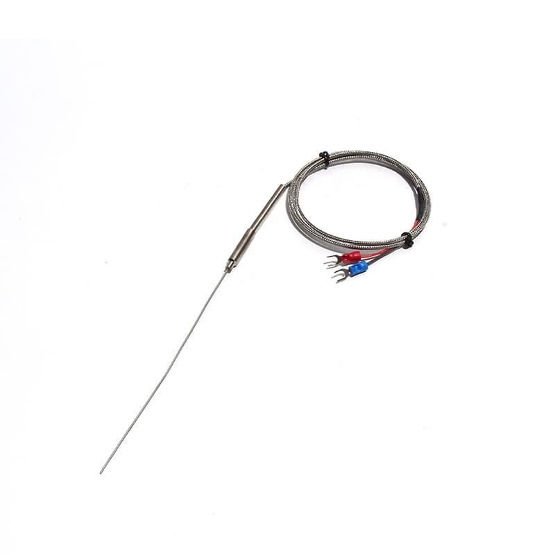 Type K armored thermocouple sensor WRNK-191, a bendable probe wire with diameters 1mm to 2mm, for 0-1100 degree applications.