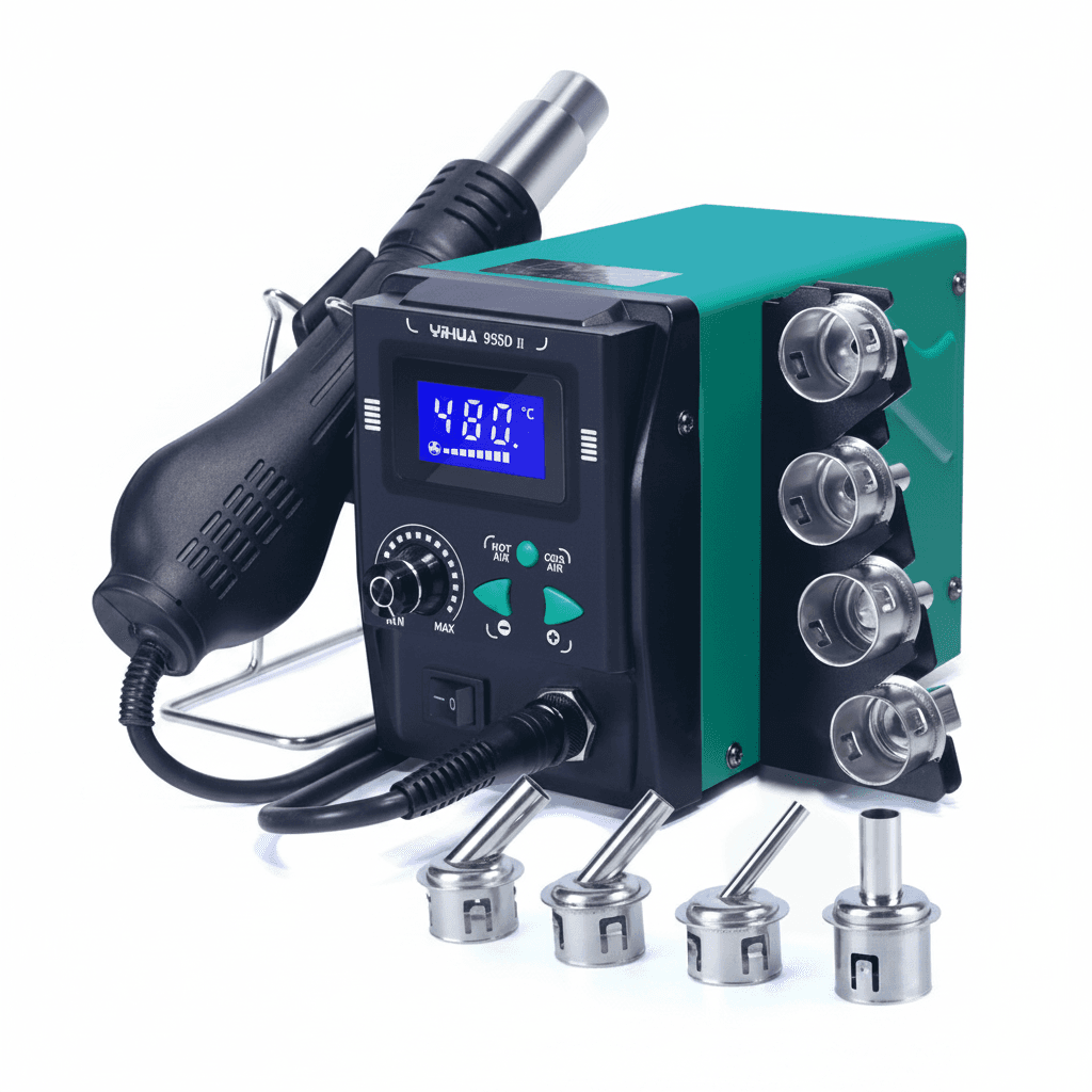 YIHUA 959D-II Heat Gun with brand logo and '12 Months Warranty' badge.