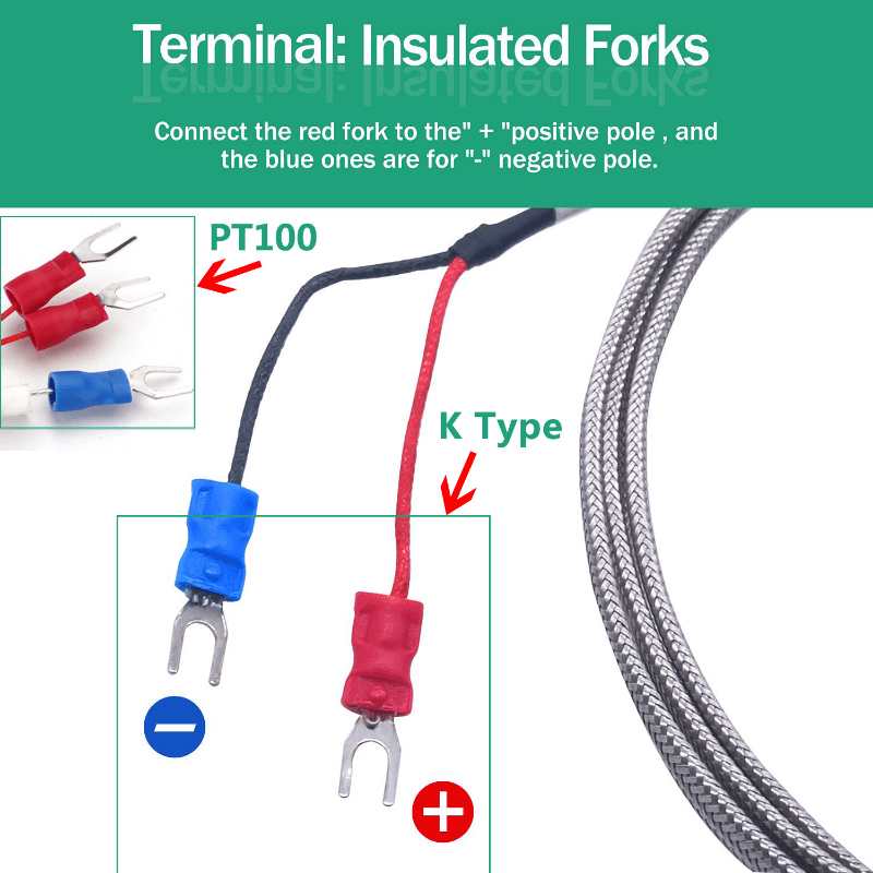 A high-temperature K Type PT100 thermocouple, with an NPT 1/2 stainless steel probe, for precise control.
