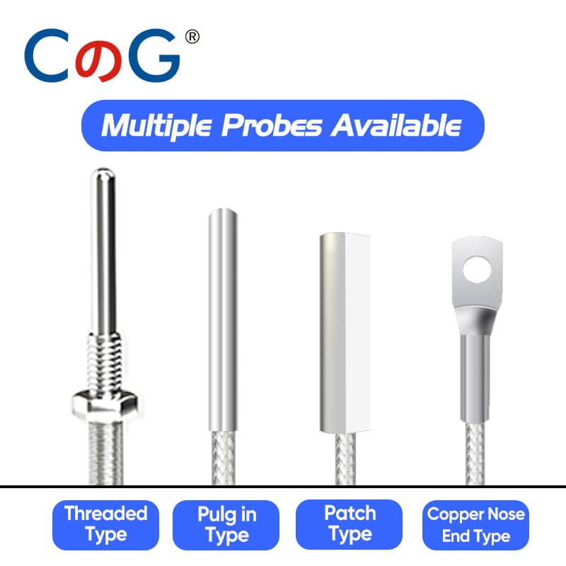 A high-precision CG PT100 sensor with a platinum RTD probe and three-wire PFTE cable, waterproof and anti-corrosion.