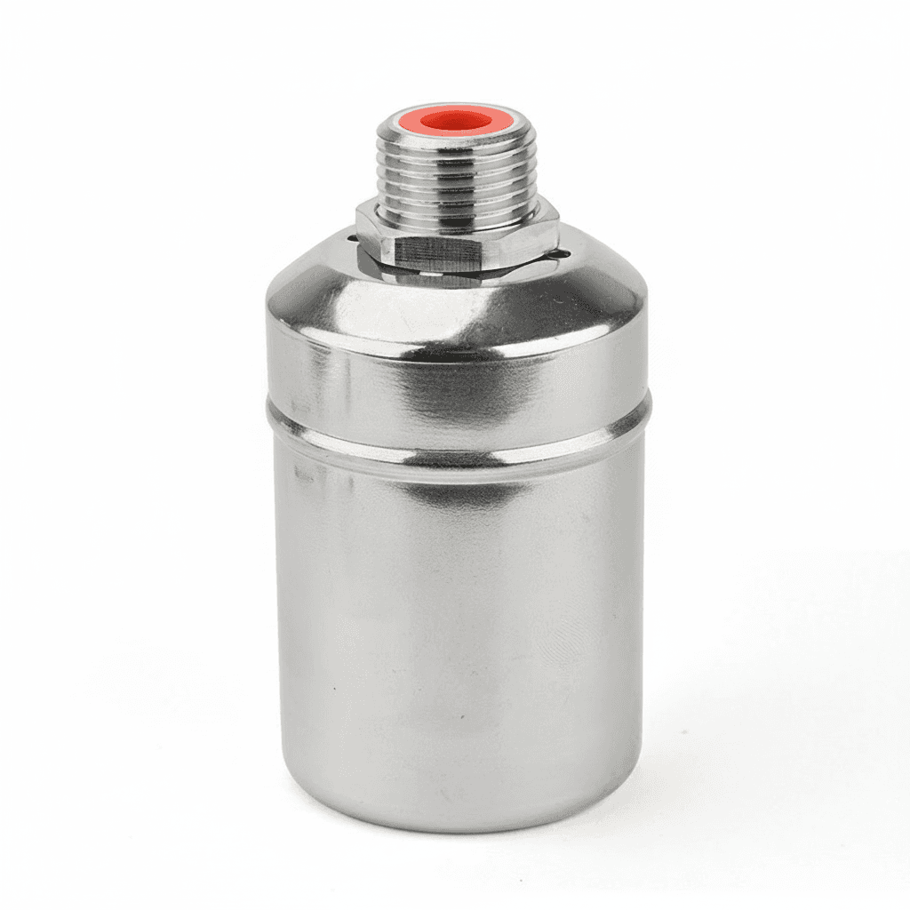 Stainless Steel Float Valve, a single unit.