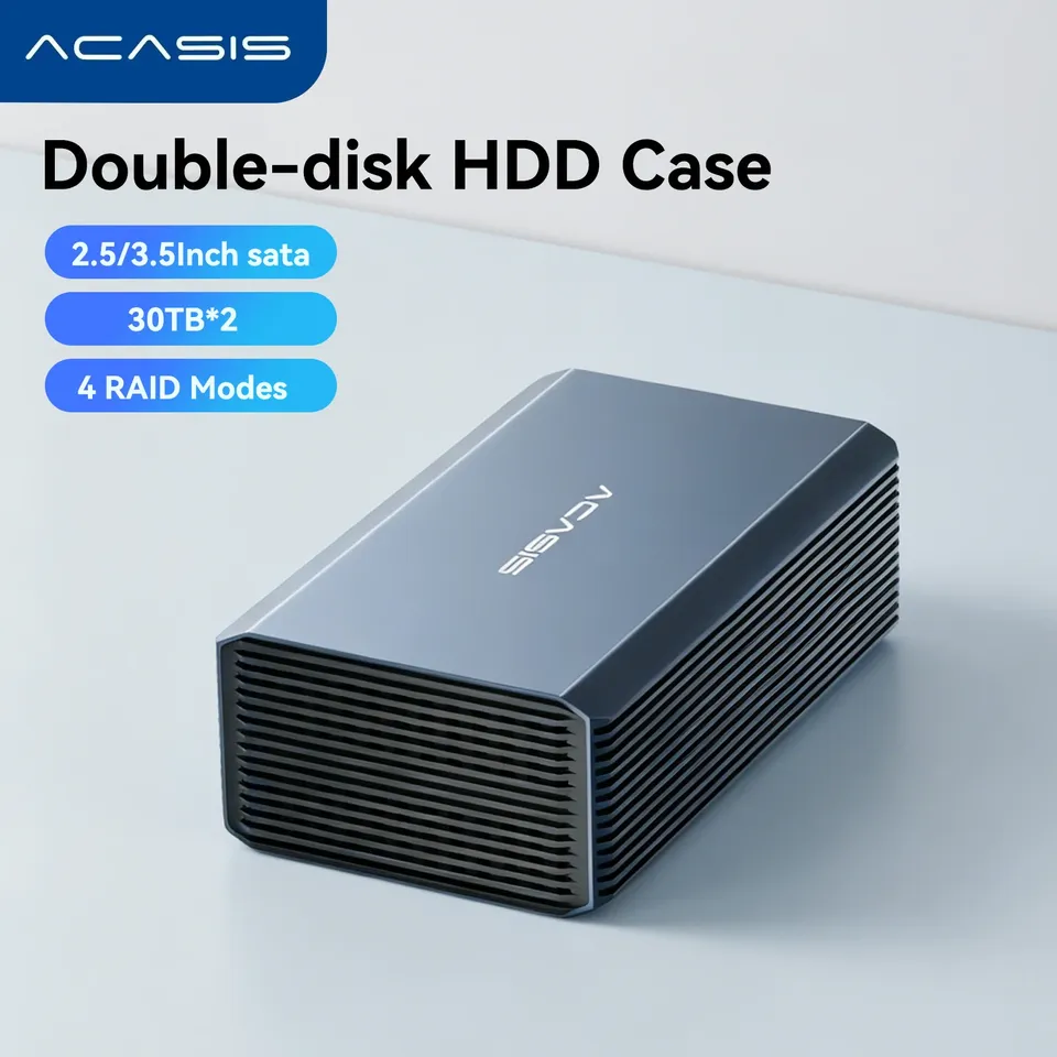 The Bay 3.5/2.5 Inch HDD/SSD Case, a versatile hard drive docking station supporting up to 60TB.
