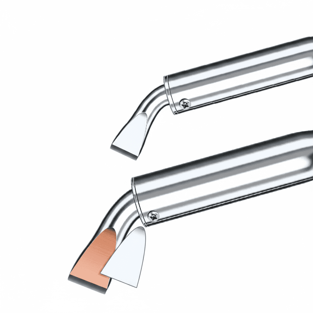 Electric soldering iron, a handheld tool with a pointed tip and handle.