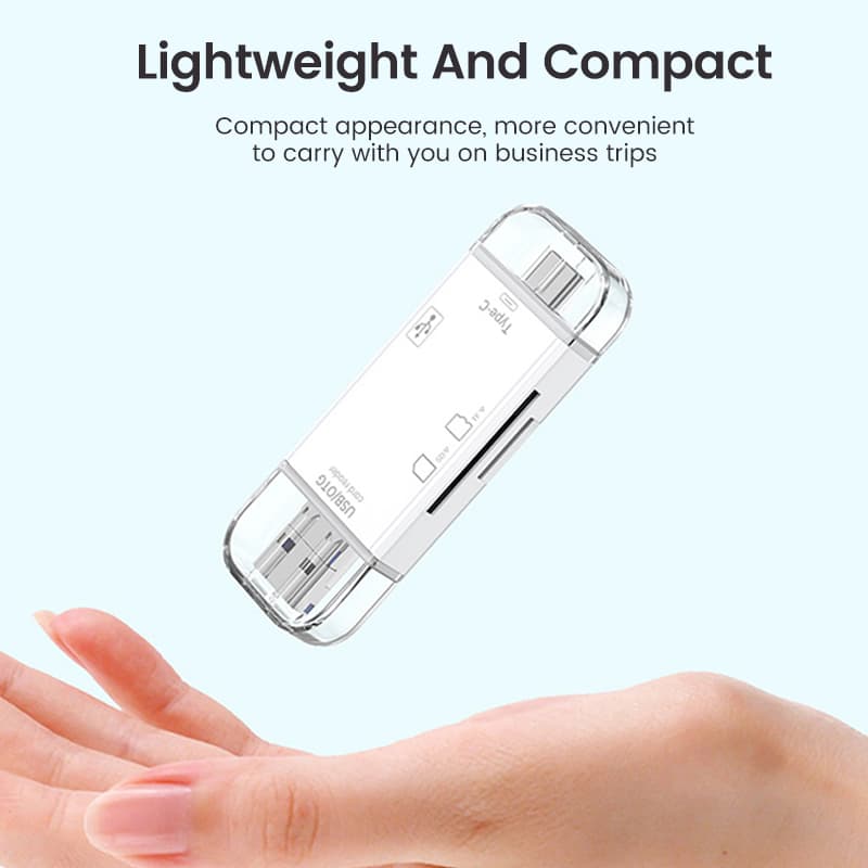 6-in-1 SD Card Reader | USB-C & OTG Adapter | For Laptops & Cameras