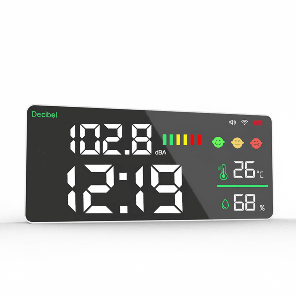 4-in-1 WiFi Sound Level Meter | Temp, Humidity, Decibel Alarm | APP Control