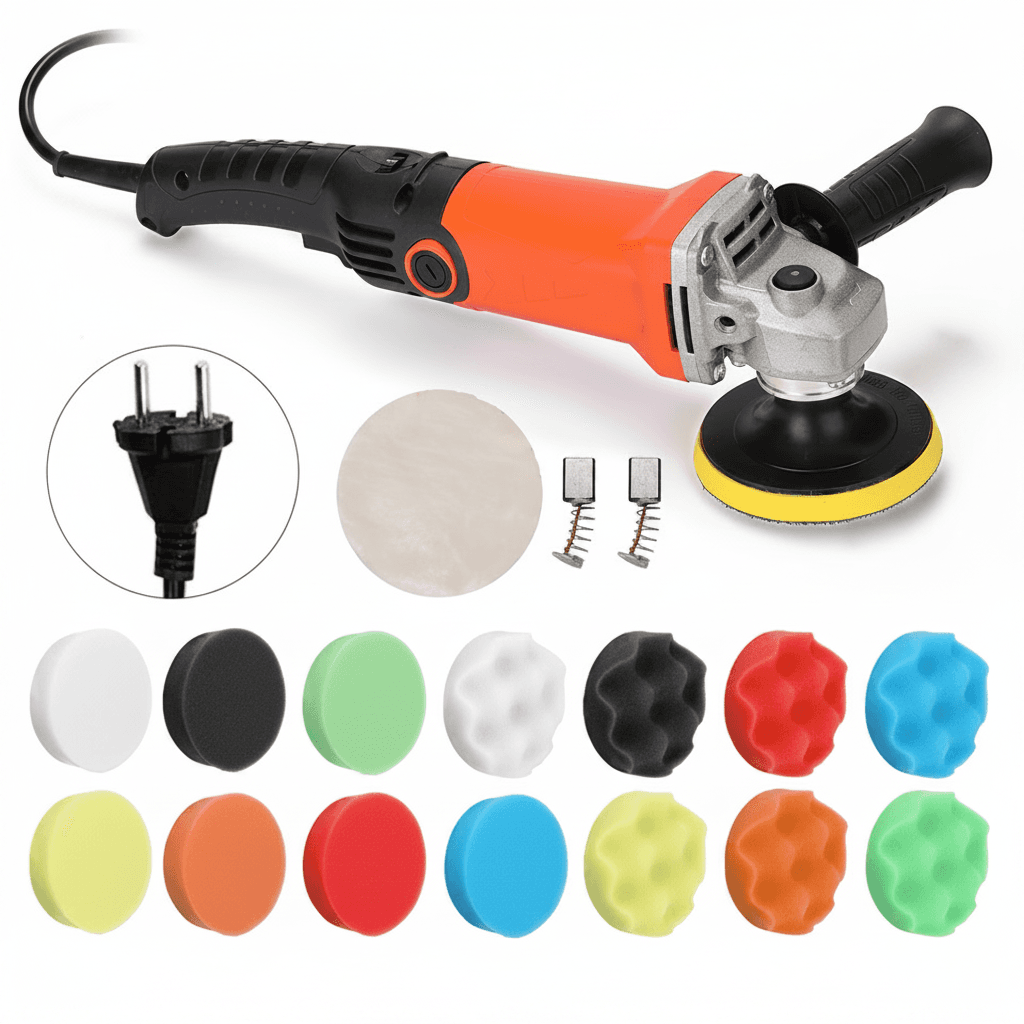 Powerful 1200W 220V automotive rotary polisher with adjustable speed for car and furniture waxing.