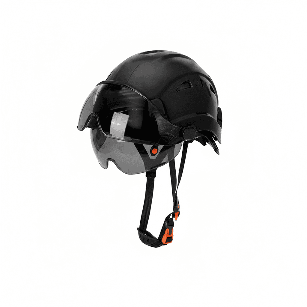 Safety construction helmet, front view.