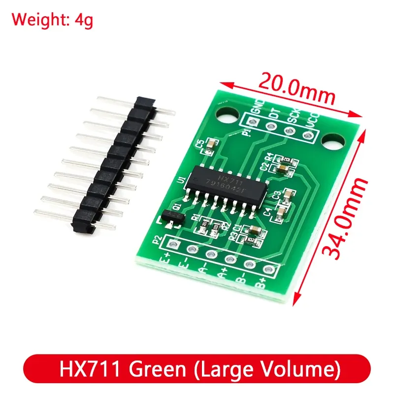 A complete DIY weighing project kit with four 50kg load cells and an HX711 module.