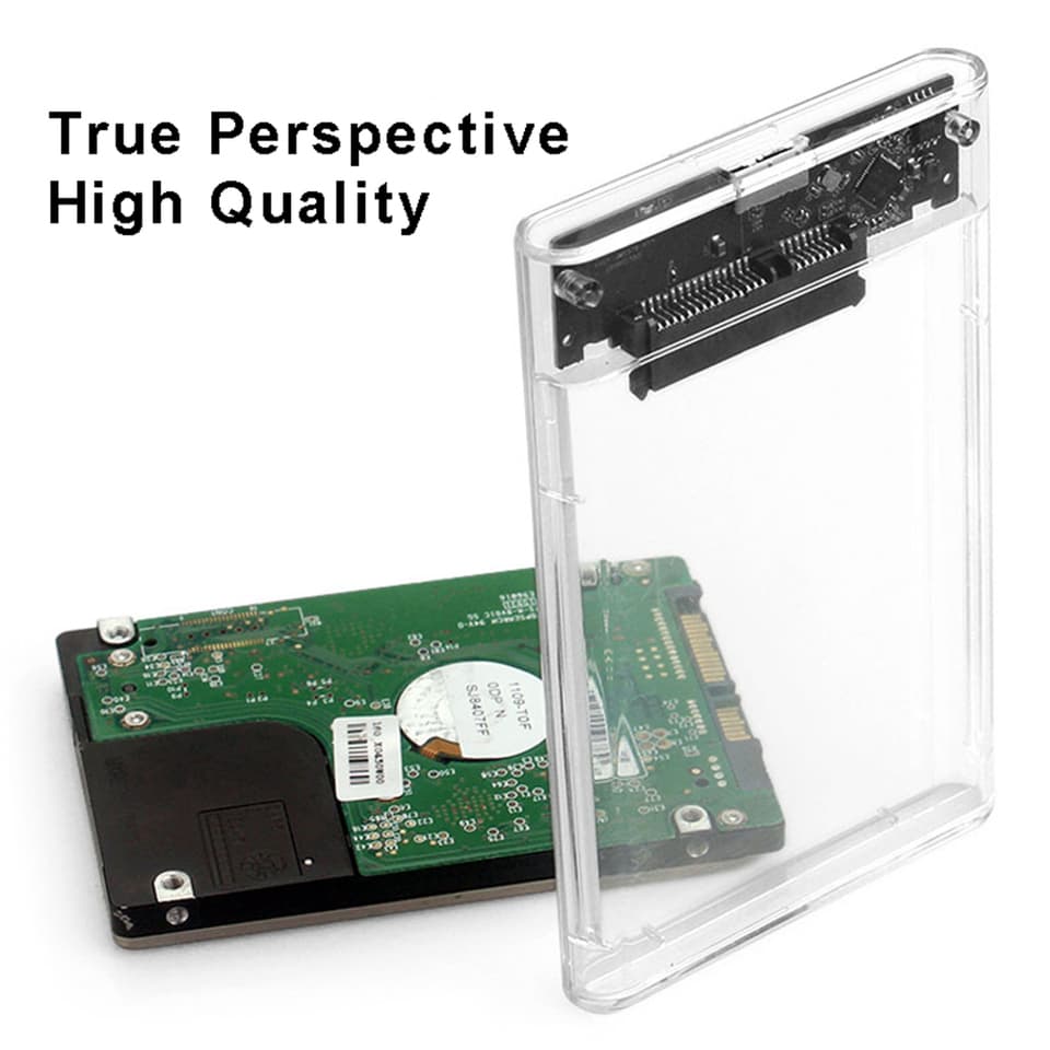 Hard Drive Enclosure | Clear Case for 2.5 SSD | USB-C & 3.0 UASP