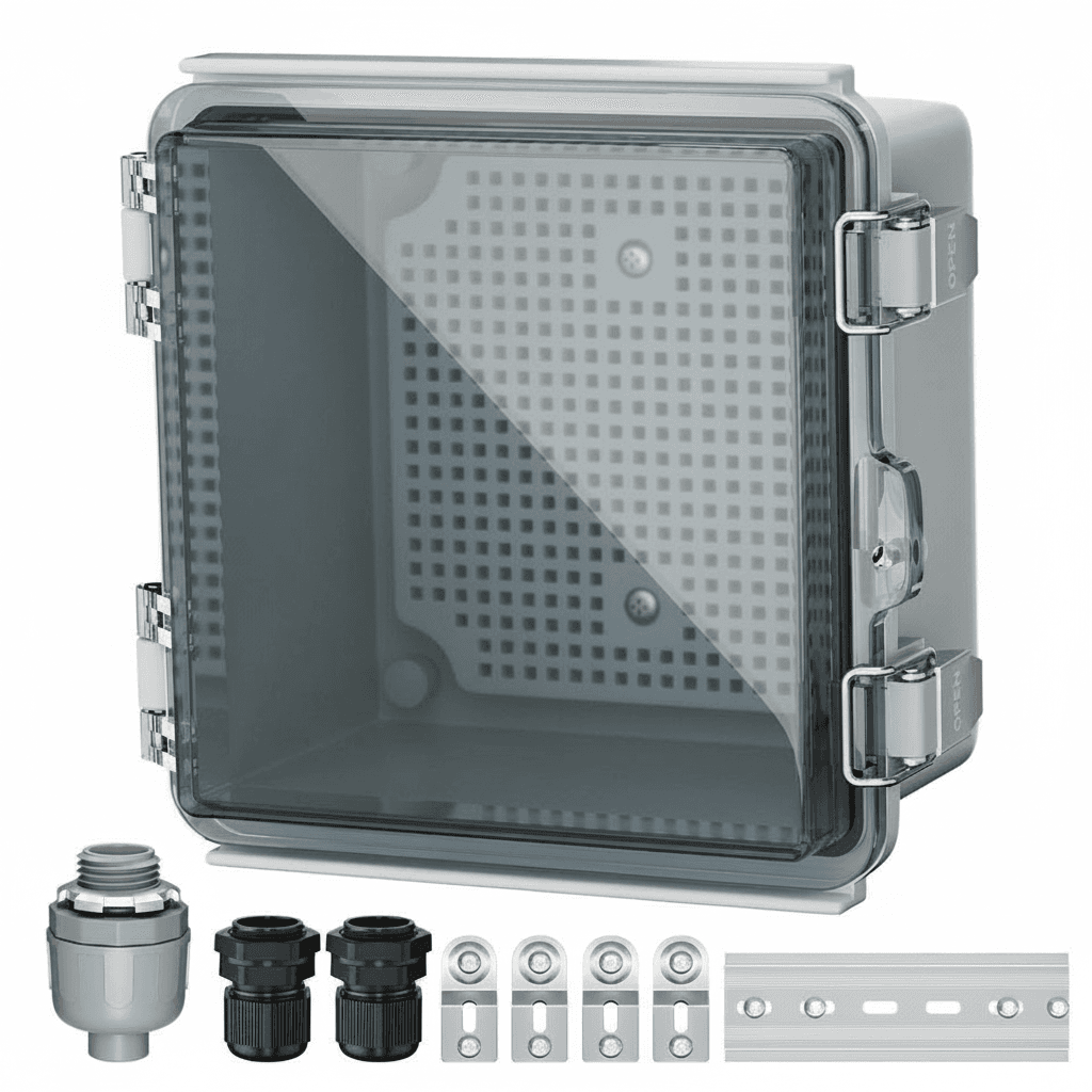 Weatherproof Junction Box, front view.