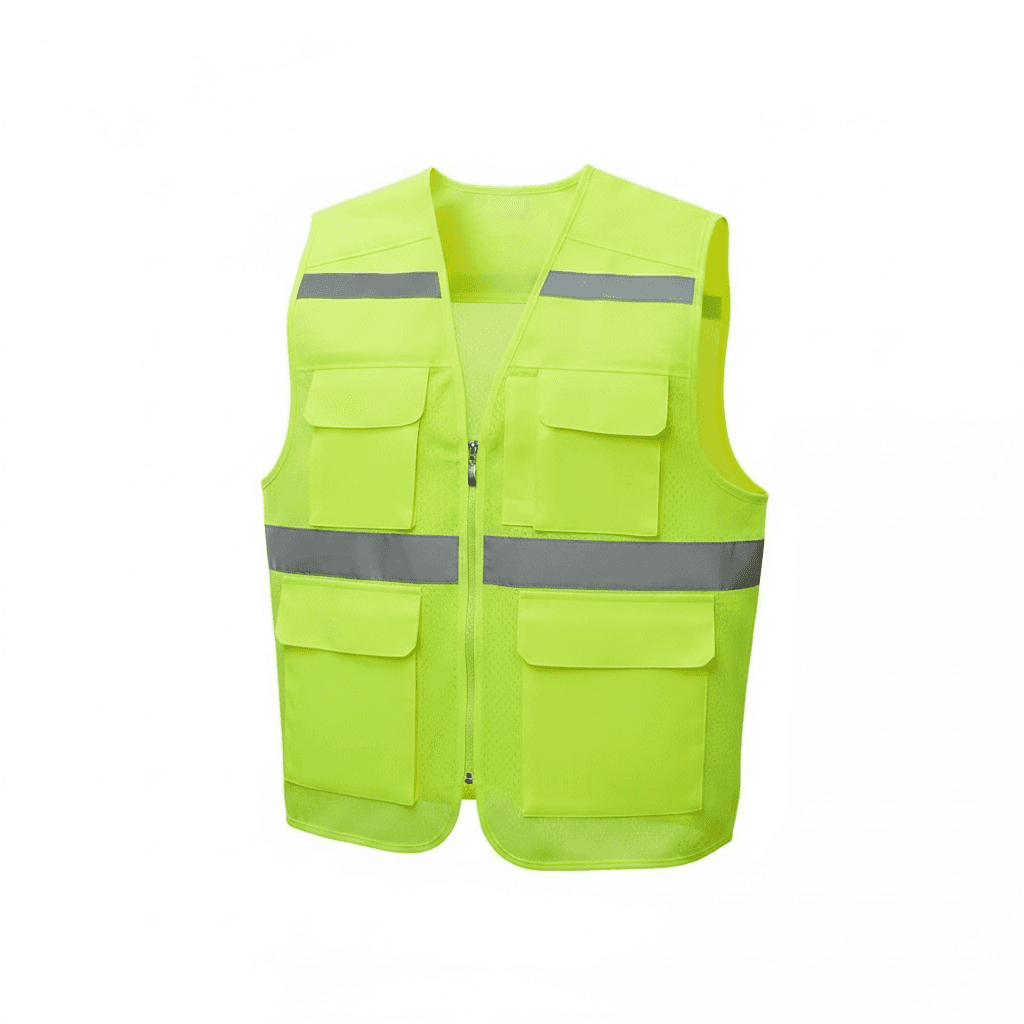 Hi Vis Vest, a bright yellow safety vest with reflective strips.