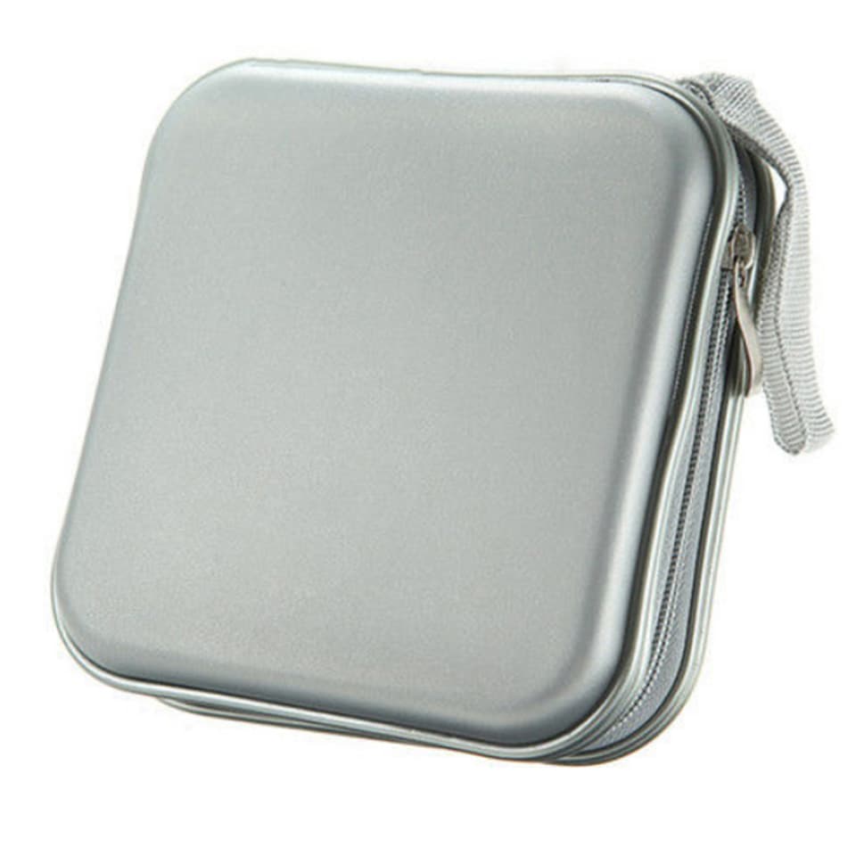 Black portable 40-disc CD DVD wallet storage organizer case holder, perfect for on-the-go media.