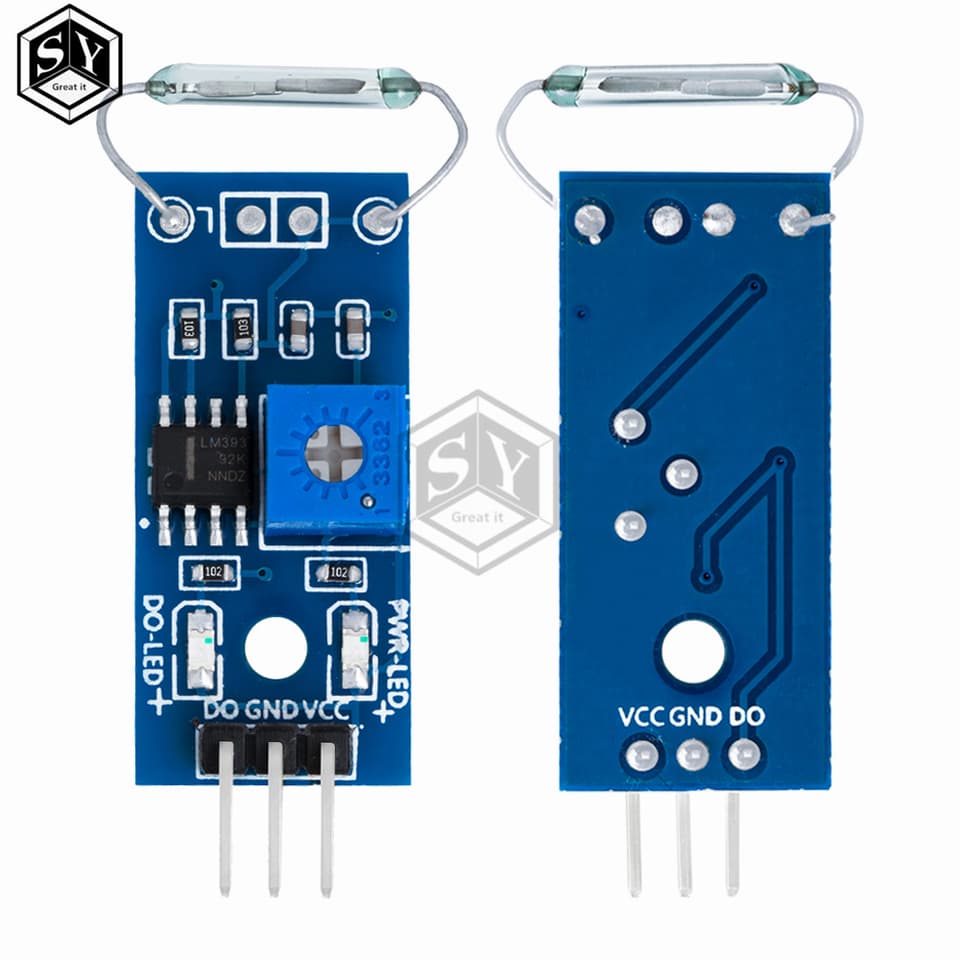 G123-08 LM393 reed switch sensor module with magnetron, ideal for DIY Arduino projects.
