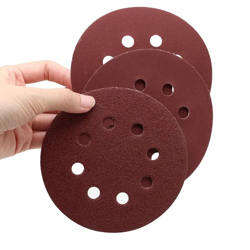 High-quality 5-inch, 8-hole hook and loop fibre sanding discs for orbital sanders.