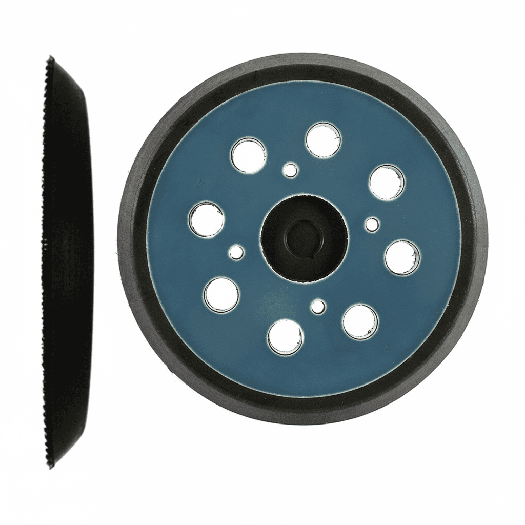 A 5-inch 8-hole 125mm orbit sander backing pad, a replacement accessory for Makita sanders.