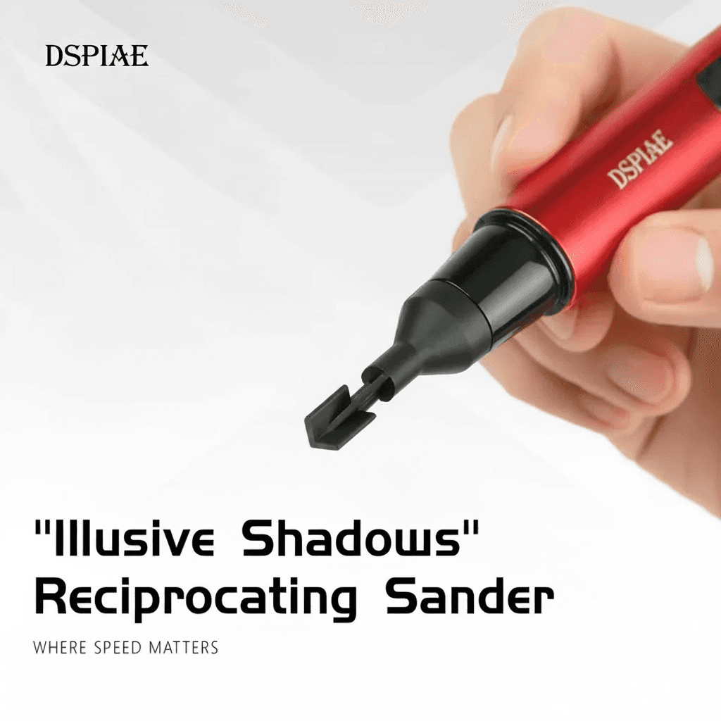 DSPIAE ES-A electric reciprocating detail sander with multiple sanding paper heads for precision model crafting.