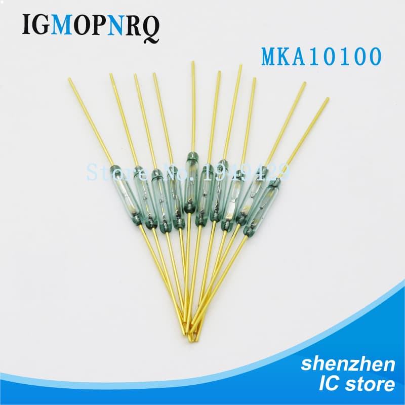 A pack of 10 plastic-type anti-vibration reed switches, MKA14103, for reliable magnetic induction.