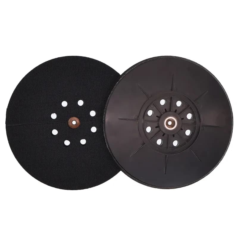 A 9-inch 8-hole soft hard drywall sanding pad, a 1-piece backing plate with hook and loop replacement pad, designed for polishing orbital sander pad applications.
