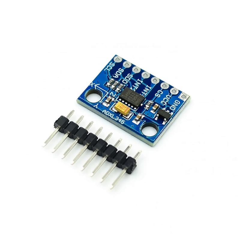 A GY-291 ADXL345 digital triple axis tilt sensor acceleration module with a blue circuit board.