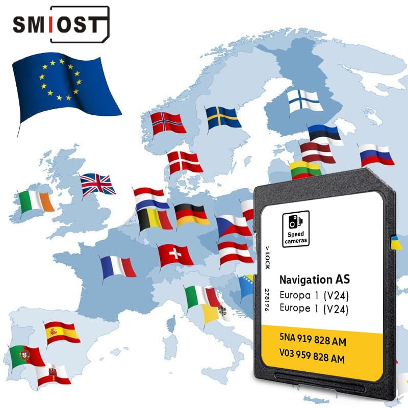 32GB cfexpress card for VW AS V24 Car Navigation System MIB2, with GPS EU Maps Software, Newest 2026 Version.