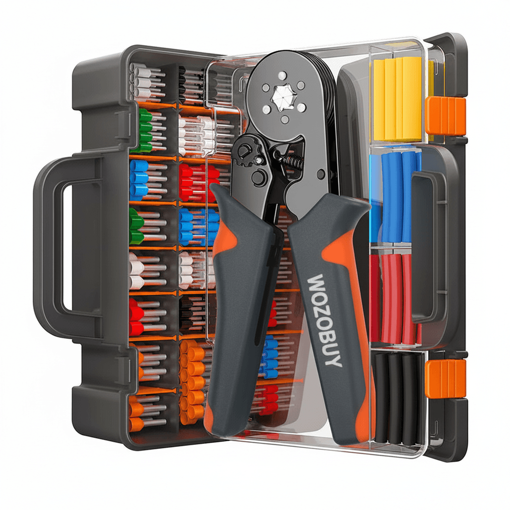 Ferrule Crimping Tool Kit | Self-Adjusting Ratchet | Electrical Wire Connectors