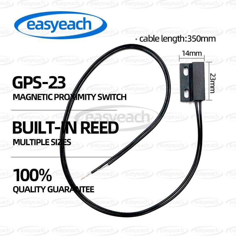 Five GPS-23 reed switch magnetic control sensors, 23x14mm, designed for normally open/closed applications.