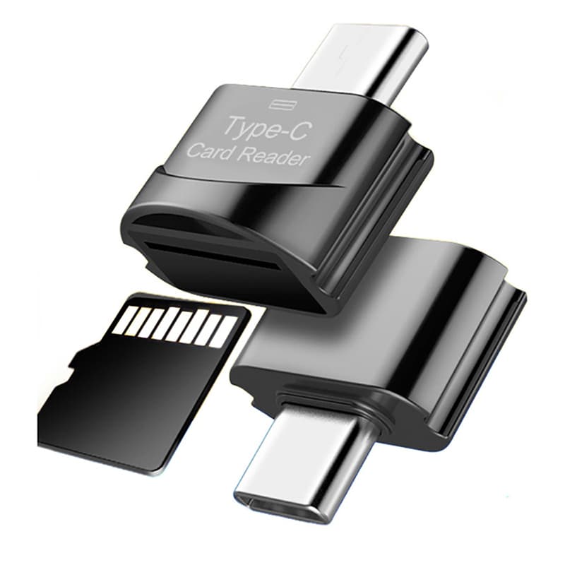 A compact USB 3.1 Type C to Micro-SD TF adapter, a high-speed sd card reader for data transfer.