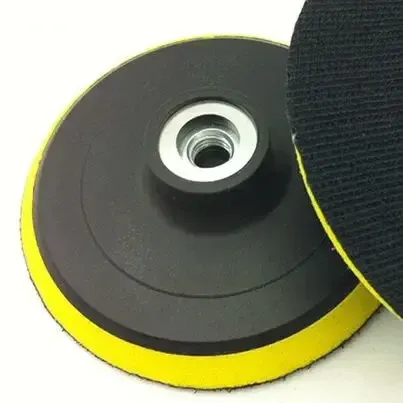 A hook and loop backing pad sanding holder with M10 M14 drill rod, perfect for a sanding drum on polishers.