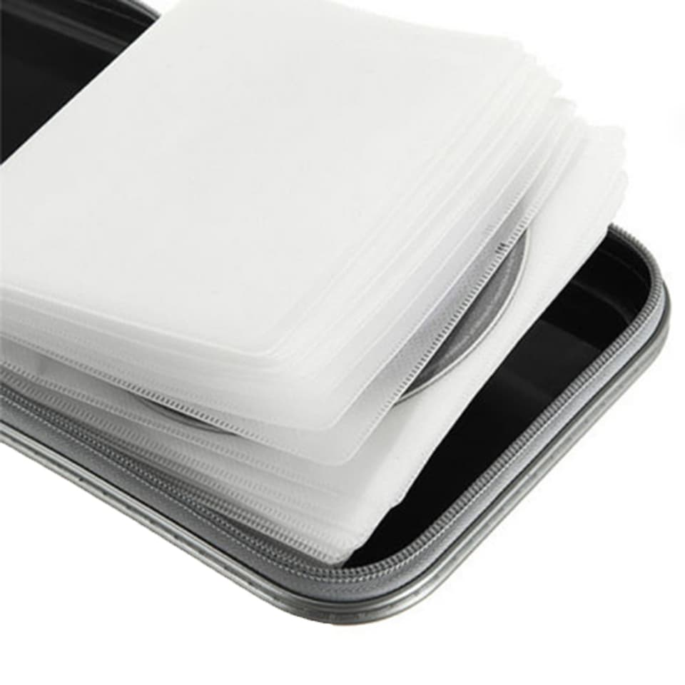 Large capacity 80-disc cd wallet storage organizer case with zipper, black, for CDs, DVDs, and VCDs.