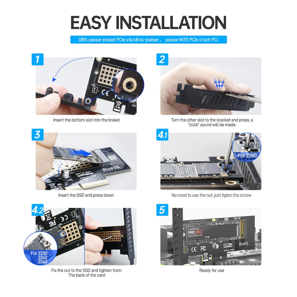 JEYI M.2 NVME SSD to PCIe 4.0 x1 Adapter Card, supporting a cfast card for desktop PC expansion.
