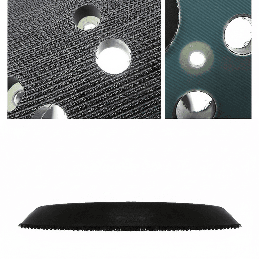 125mm 5-inch 8-hole sander pad with hook and loop backing, ideal for an orbital sheet sander.