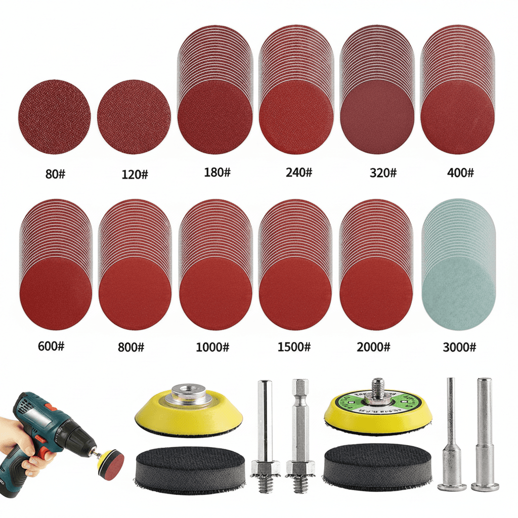 Sander Attachment Kit | 120pc 50mm Pads | 60-3000 Grit Range