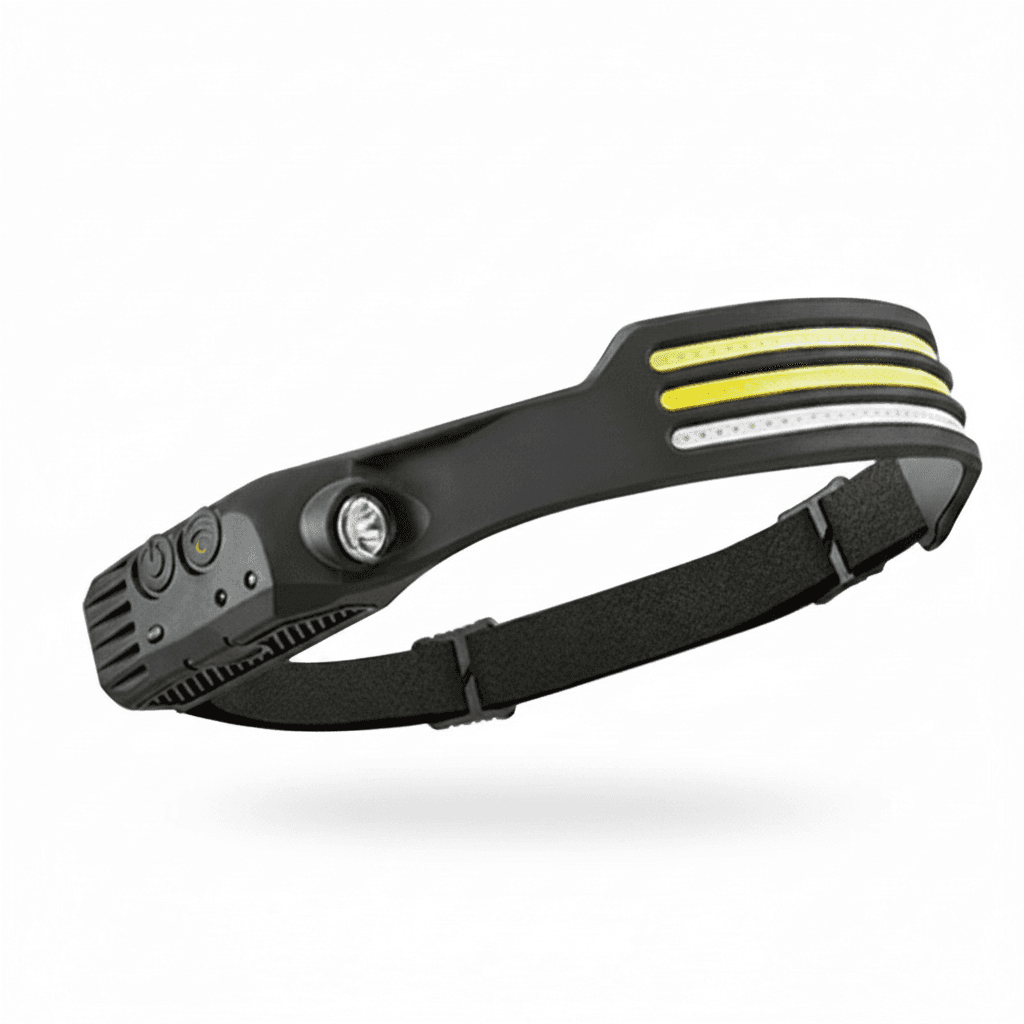 COB LED Head Torch, front view.