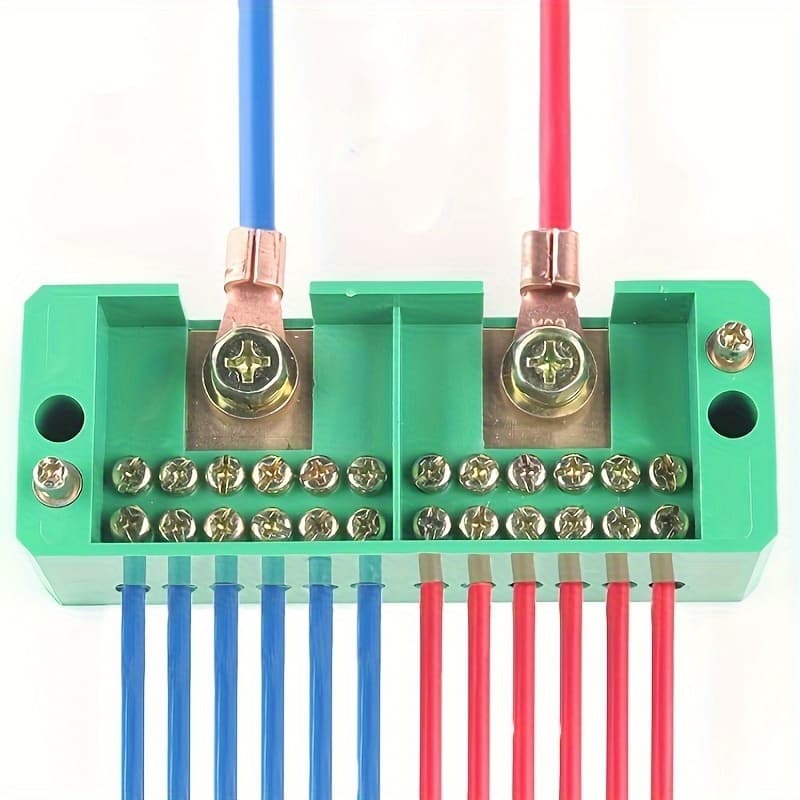 FJ6 single/three-phase electrical power distribution box, 2-inch outlets, brass terminal block.