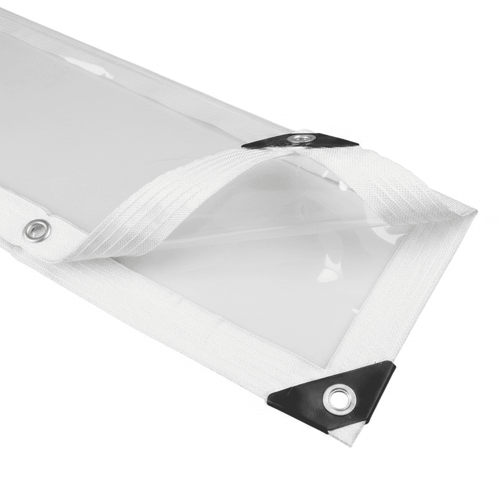 Clear PVC Tarpaulin, a transparent protective sheet.
